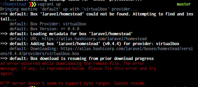 Vagrant error - don&rsquo;t support byte ranges